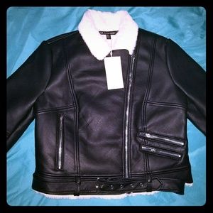 ZARA Faux Leather/Faux Fur Lined Jacket NWT